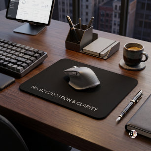 Strategic Focus Minimalist Typography Black Mouse Mat