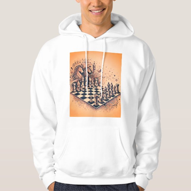 Strategic Moves Chessboard Sketch T-Shirt Hoodie (Front)