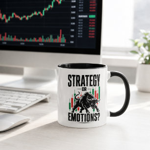 Strategy or Emotions Bull Trading Mindset Design Mug