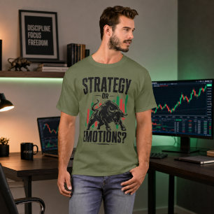 Strategy or Emotions Bull Trading Mindset Design T-Shirt