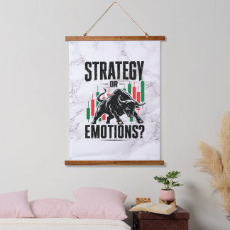 Strategy or Emotions Trading Mindset marble Design Hanging Tapestry