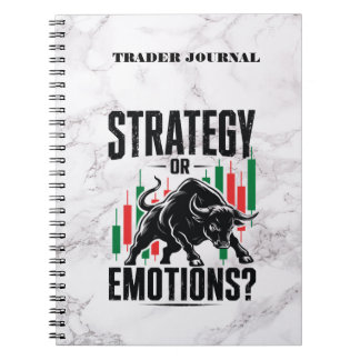 Strategy or Emotions Trading Mindset marble Design Notebook