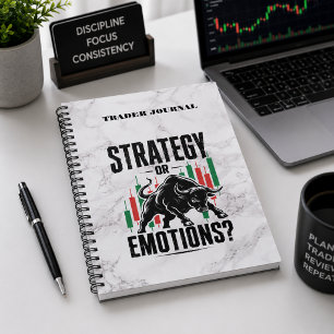 Strategy or Emotions Trading Mindset marble Design Notebook