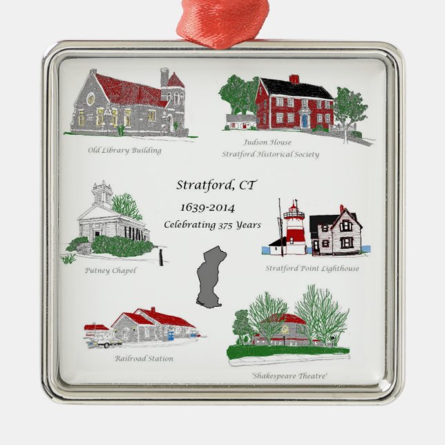 Stratford 375 in Colour Metal Tree Decoration (Front)