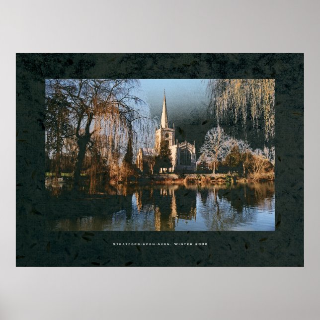 Stratford Church across river Avon. Poster (Front)