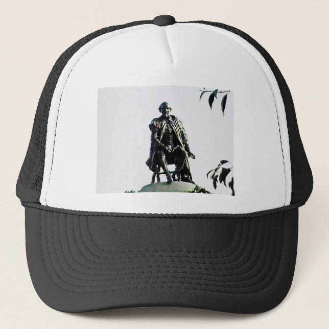 Stratford-upon-Avon Shakespeare Statue jGibney Trucker Hat (Front)