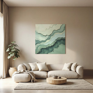 Stratified Sage Abstract - Organic Modern Canvas Print