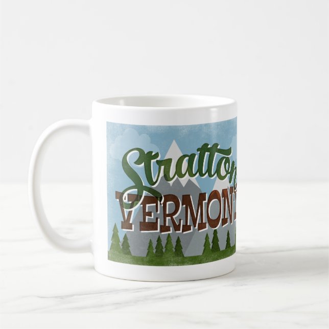 Stratton Vermont Fun Retro Snowy Mountains Coffee Mug (Left)