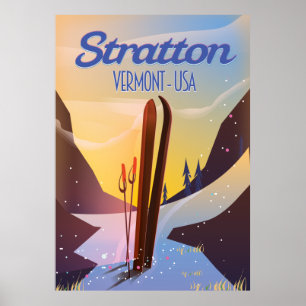 Stratton Vermont ski travel poster