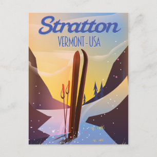 Stratton Vermont ski travel poster Postcard