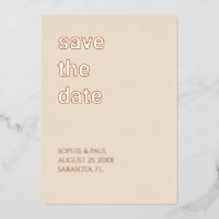 Straw Beige Save the Date Rose Gold