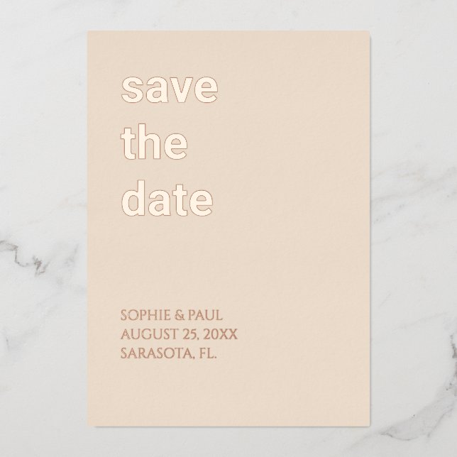 Straw Beige Save the Date Rose Gold (Front)