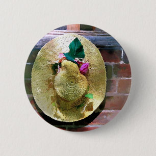 STRAW BONNET 6 CM ROUND BADGE