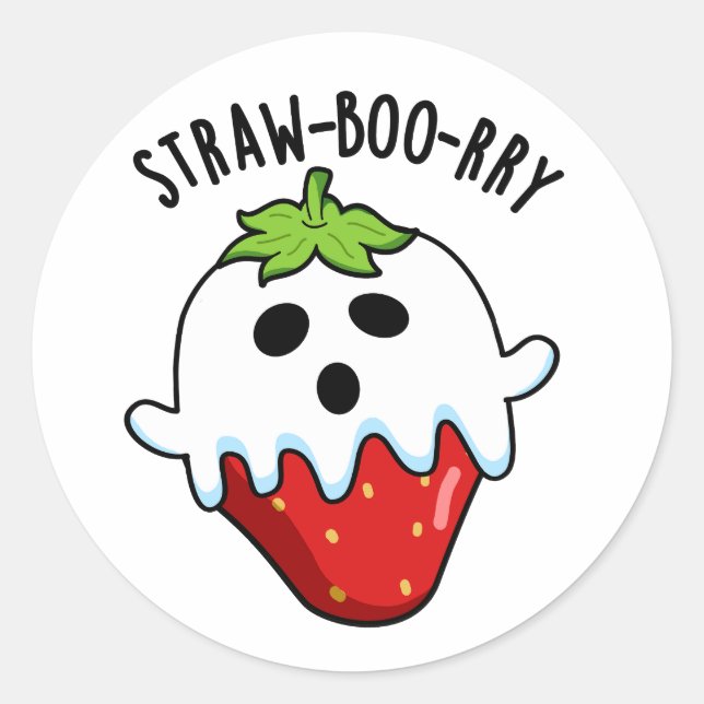 Straw-boo-rry  Funny Strawberry Pun  Classic Round Sticker (Front)