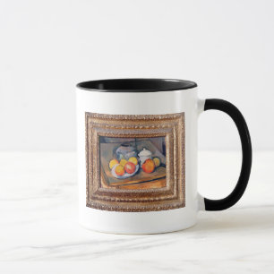 Straw-covered vase, sugar bowl and apples mug