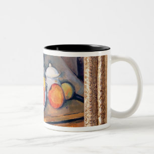 Straw-covered vase, sugar bowl and apples Two-Tone coffee mug