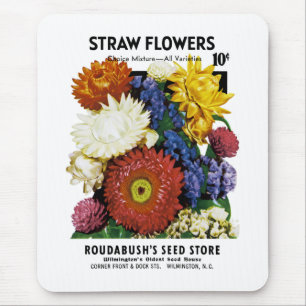 Straw Flowers Seed Packet Label Mouse Mat