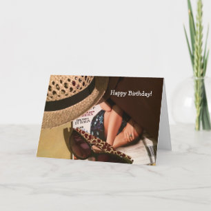 Straw Hat and Shades Birthday Card