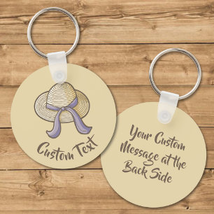 Straw Hat Beige Key Ring