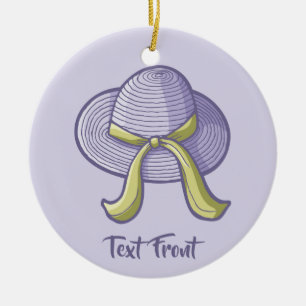 Straw Hat Lilac Ceramic Tree Decoration