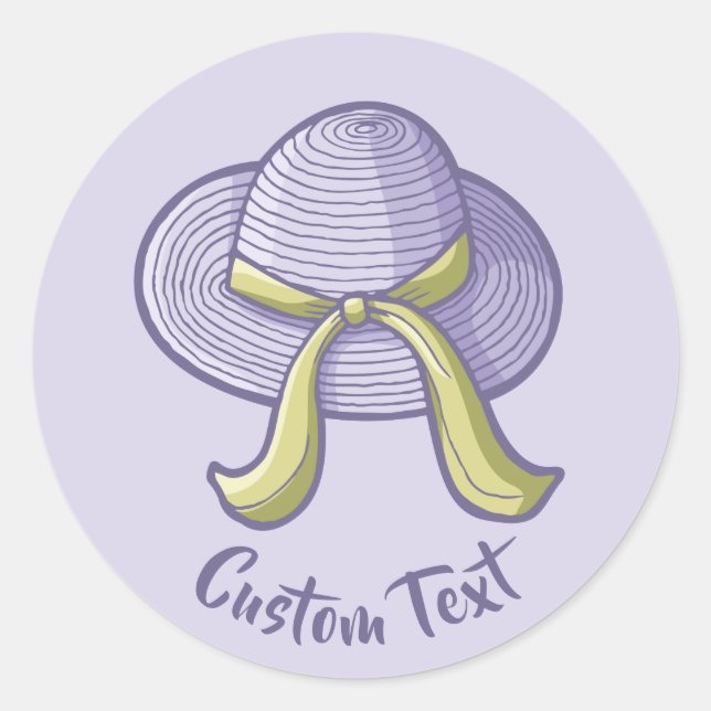 Straw Hat Lilac Classic Round Sticker (Front)