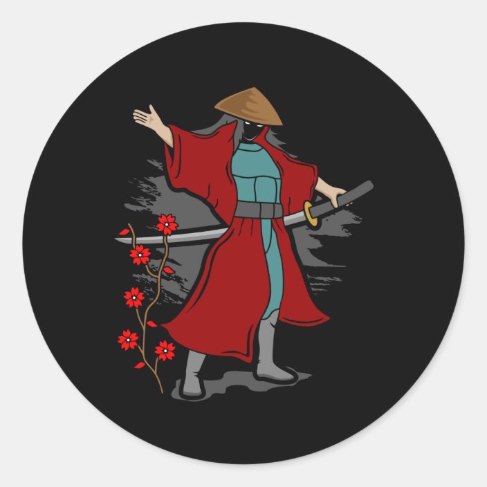 Straw Hat Ronin Retro Vintage Japanese Art Samurai Classic Round