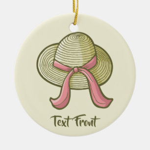 Straw Hat Yellow Ceramic Tree Decoration