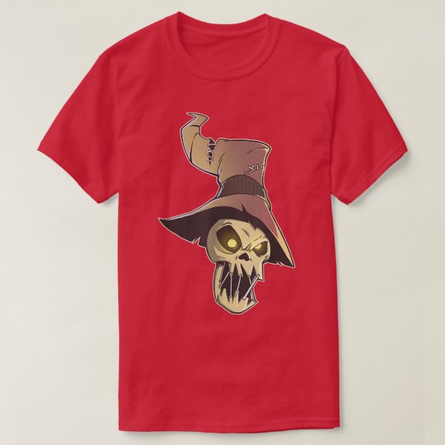 Straw Man Skull Skeleton Head Bones Gothic Hallowe T-Shirt (Design Front)