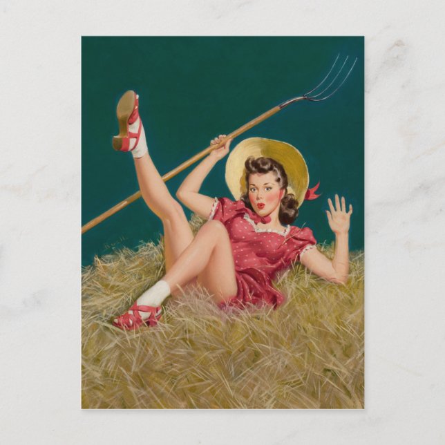 Straw PinUp Postcard (Front)