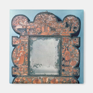 Straw-work mirror frame, 1670-80 magnet