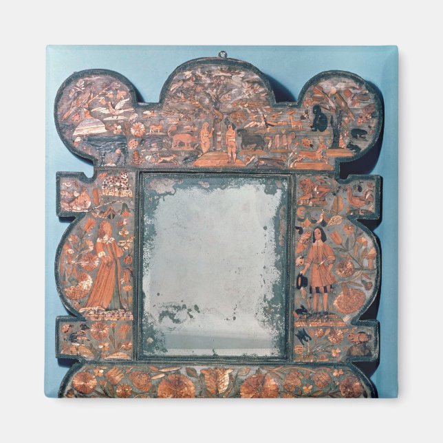 Straw-work mirror frame, 1670-80 magnet (Front)