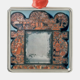 Straw-work mirror frame, 1670-80 metal tree decoration