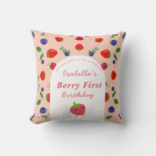 Strawber Berry First Birthday  Cushion