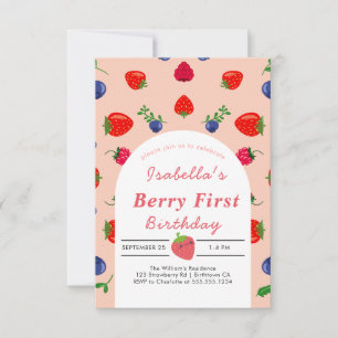 Strawber Berry First Birthday  RSVP Card