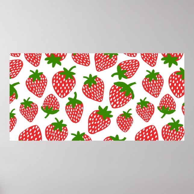 Strawberrie seamless pattern. Vintage illustration Poster (Front)