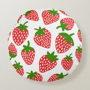 Strawberrie seamless pattern. Vintage illustration Round Cushion