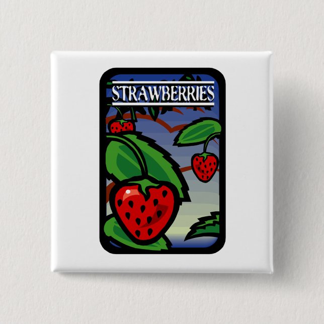 Strawberries 15 Cm Square Badge (Front)