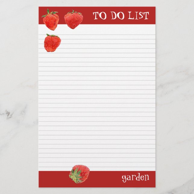Strawberries 4our To Do List Stationery (Front)