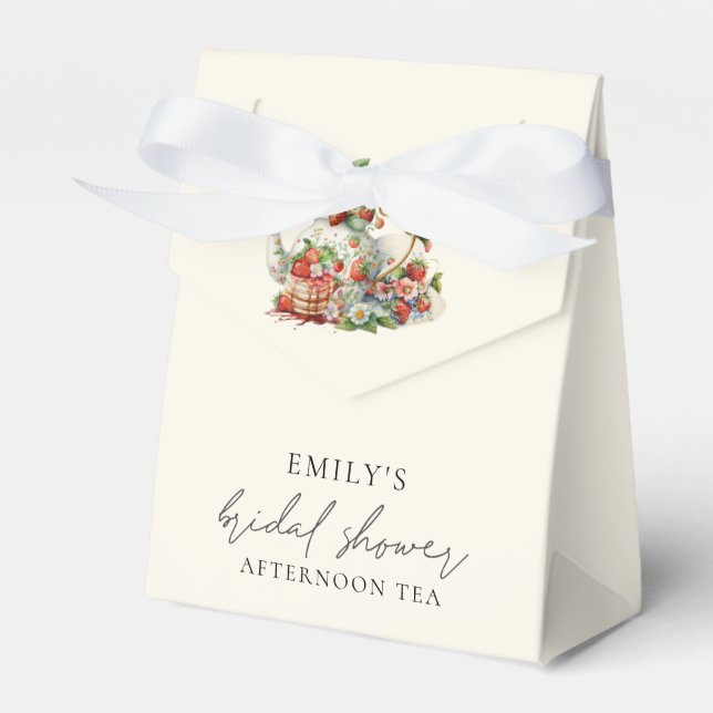 Strawberries Afternoon Tea Bridal Shower Thank You Favour Box (Front Side)