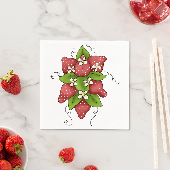 Strawberries and Blossoms Paper Napkins (Creator Uploaded)
