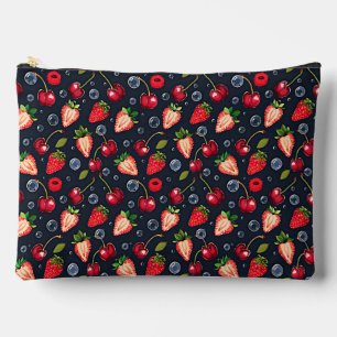 Strawberries and cherries on a dark background   accessory pouch