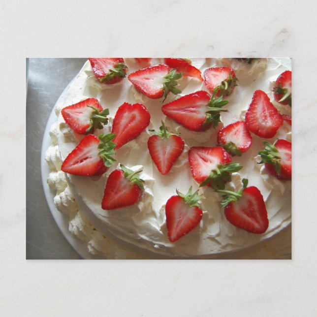 Strawberries and Cream Gateau Postcard (Front)