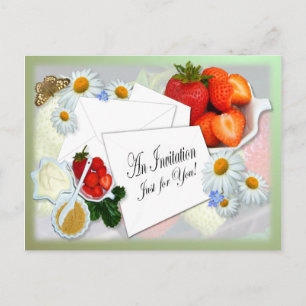 Strawberries and Cream ~ Invitation Postcard