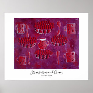 Strawberries and Cream Painting Poster