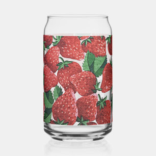 Strawberries and Cream Pattern Can Glass