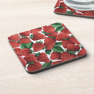 Strawberries and Cream Pattern Coaster
