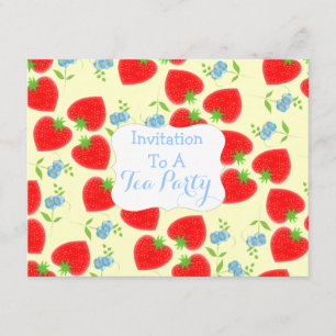Strawberries and Cream Tea Party Theme Invitation