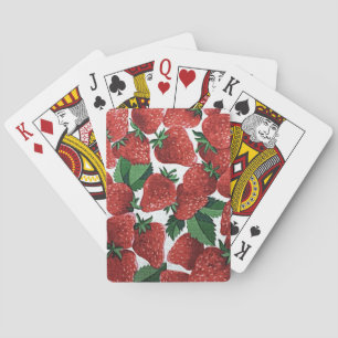 Strawberries and Cream Textile Pattern Playing Cards