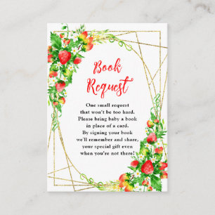 Strawberries and Daisies Baby Shower Book Request Enclosure Card