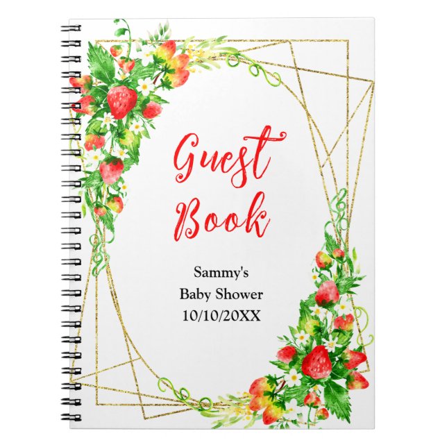 Strawberries and Daisies Baby Shower Guest Book (Front)